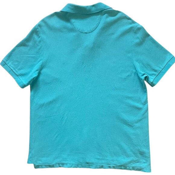 Chaps Polo Shirt Men's XL Bright Blue 100% Cotton Logo Crest - Picture 2 of 6